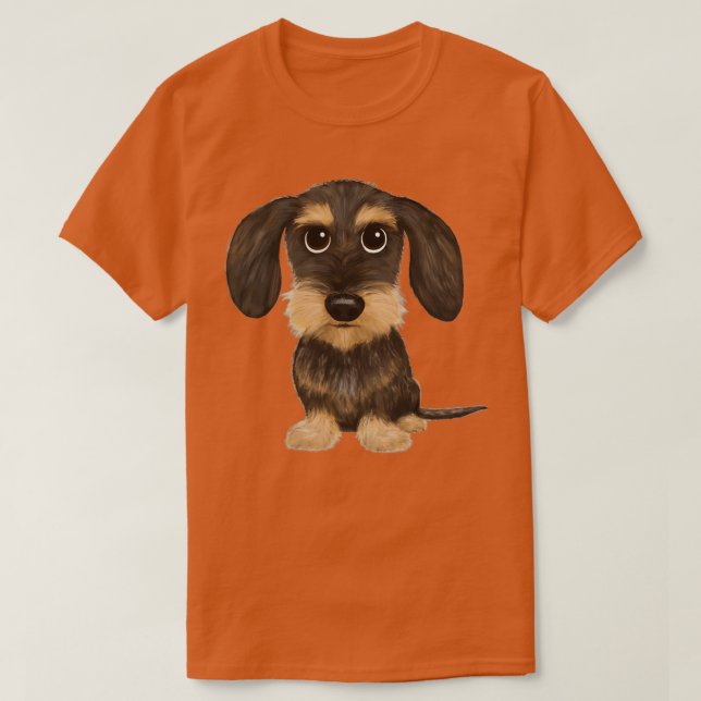 Camiseta Alambre de cable Dachshund Cute Haired Wiener Dog  (Diseño del anverso)