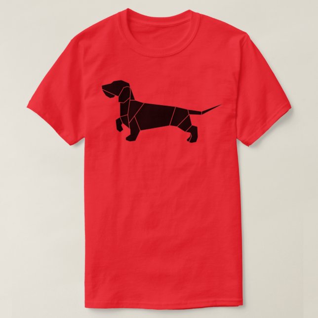 Camiseta Alambre de Dachshund Origami (Diseño del anverso)