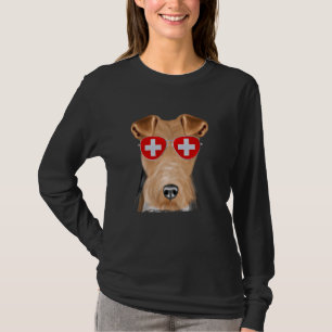 Camiseta Alambre Fox Terrier Perro Suiza Bandera gafas de s