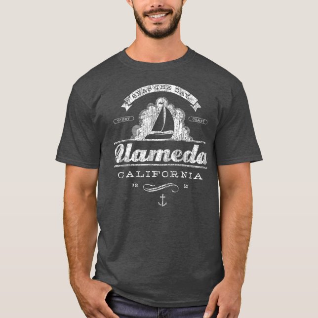 Camiseta Alameda CA Sailboat Vintage Nauwback (Anverso)