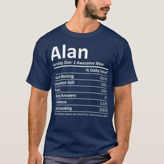 Camiseta ALAN Nutrition Funny Nacimiento Personalizado Nomb (Anverso)