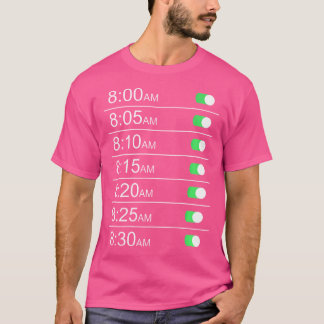 Camiseta Alarm Clock Timings (Atrás) Gracioso Humor Snooze