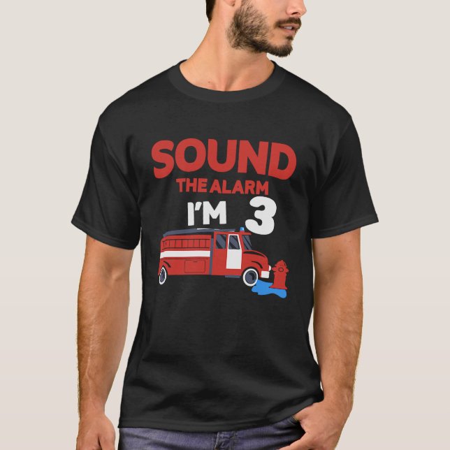 Camiseta Alarma sonora Soy 3 niños 3 Camión de bomberos de  (Anverso)
