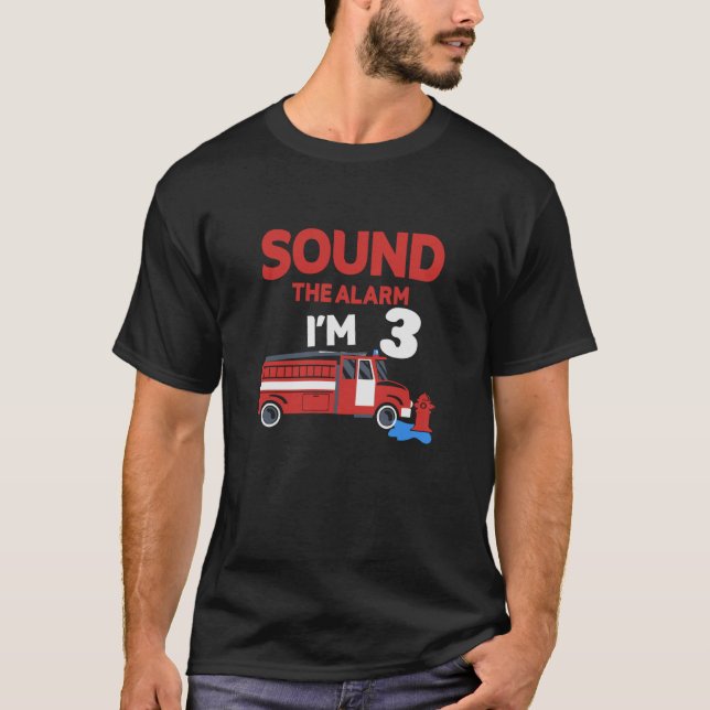 Camiseta Alarma sonora Soy 3 niños 3 Camión de bomberos de  (Anverso)