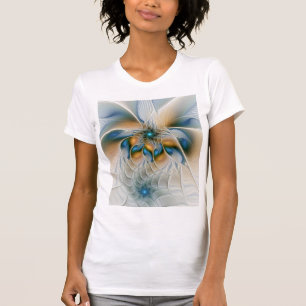 Camiseta Alarmante, Abstracta Fantasía Fractal Art Con Azul