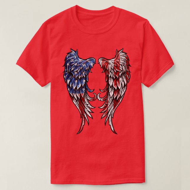 Camiseta Alas Ángel de la Bandera Estadounidense con angust (Diseño del anverso)