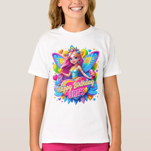 Camiseta Alas arcoiris del corazón mágico, regalo de cumple (Anverso)