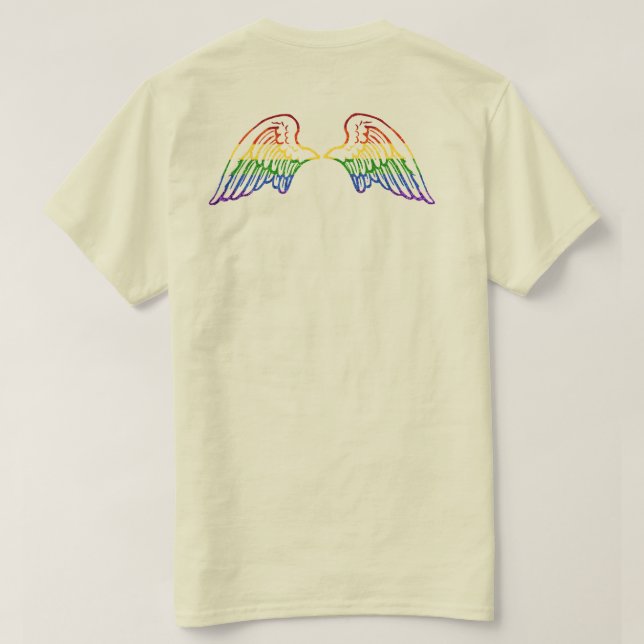 Camiseta Alas arcoiris Purpurinas LGBT (Reverso del diseño)
