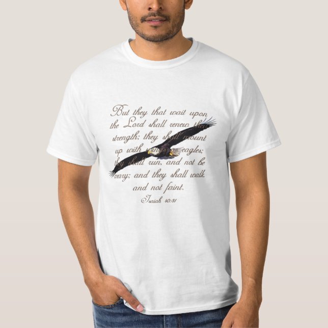 Camiseta Alas como Eagles, biblia del cristiano del 40:31 (Anverso)