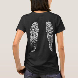 Camiseta alas de ángel blanco arte de fantasía de ilustraci