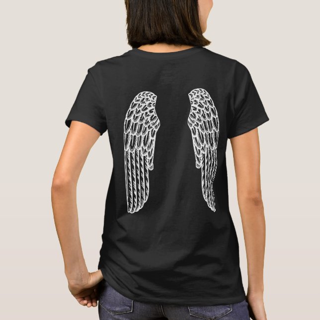 Camiseta alas de ángel blanco arte de fantasía de ilustraci (Reverso)