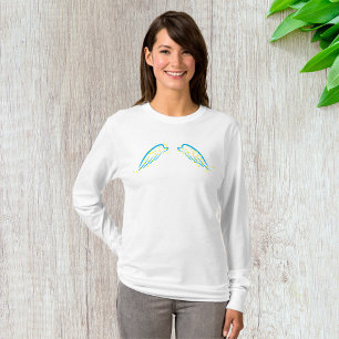 Camiseta Alas de ángel celeste con estrellas brillantes
