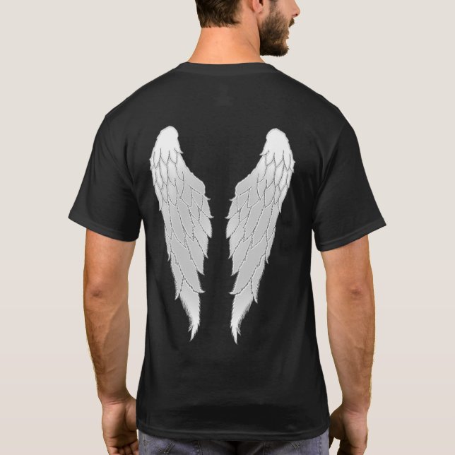 Camiseta Alas de ángel de contorno negro blanco (Reverso)