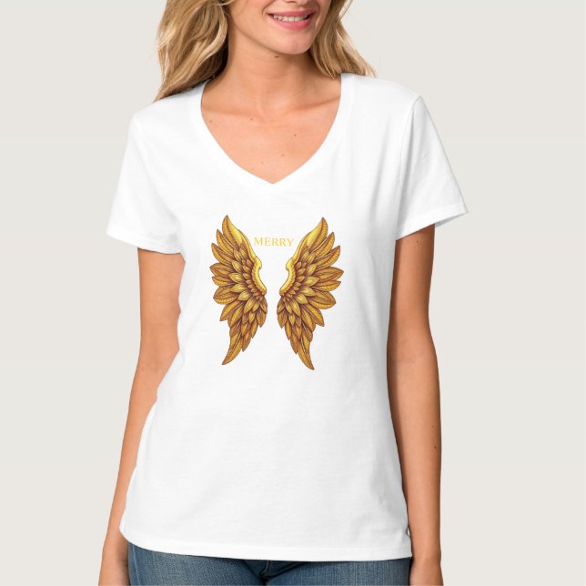 Camiseta Alas de Ángel Doradas  Diseño (Anverso)