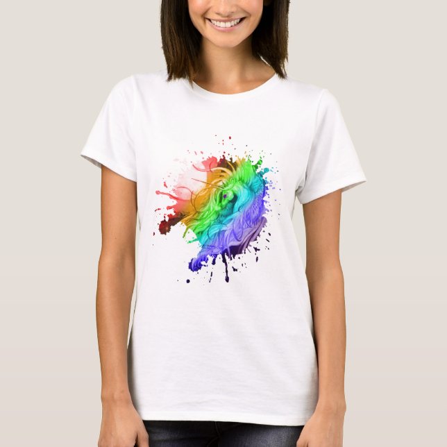 Camiseta alas de arco iris de poni de unicornio (Anverso)