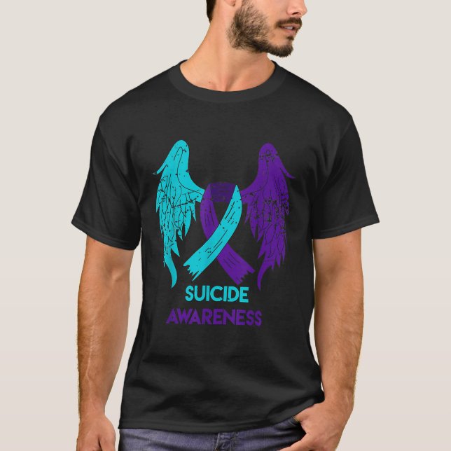 Camiseta Alas De Camisas De Sensibilización Suicida Y Cinta (Anverso)