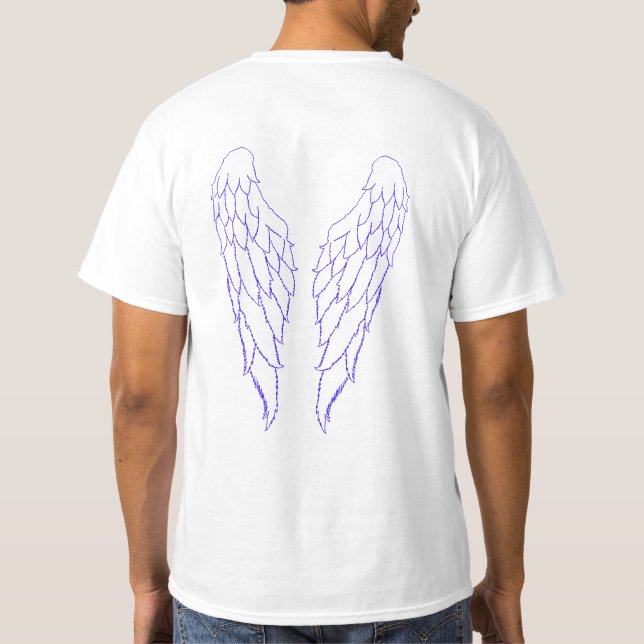 Camiseta Alas de contorno azul de ángel (Reverso)