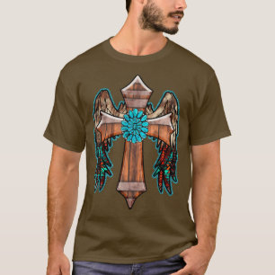Camiseta Alas de la Cruz Occidental Turquesa piel de vaca 