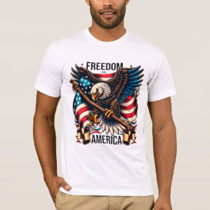 Camiseta Alas de la Libertad - Águila y bandera calva norte