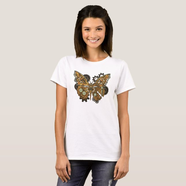 Camiseta Alas de mariposa mecánica de Steampunk (Anverso completo)