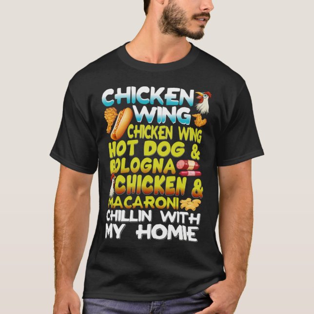 Camiseta Alas de pollo Alas de pollo Perro caliente y Moda  (Anverso)