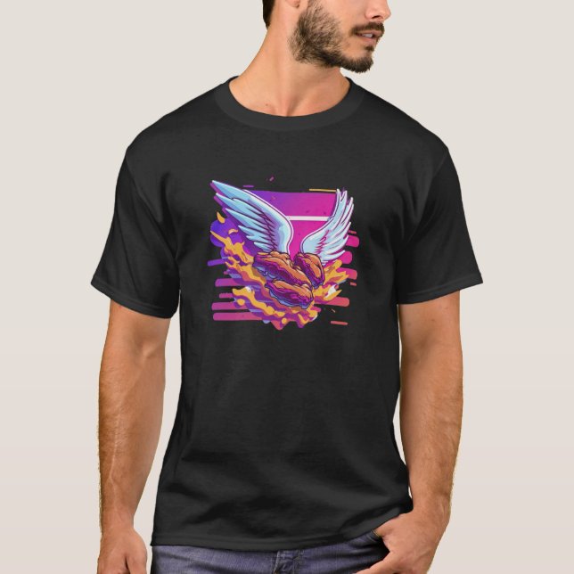 Camiseta Alas de pollo Synthwave 80 Estética retrowave 1 (Anverso)