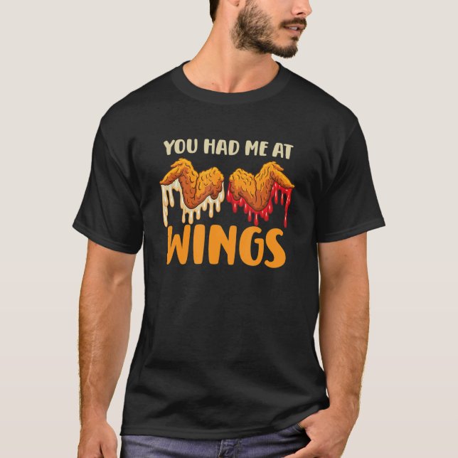 Camiseta Alas de pollo Wing Cocina rápida de pollo caliente (Anverso)