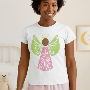 Camiseta Alas De Swirl Verde Ángel Rosa Decorativas Espirit