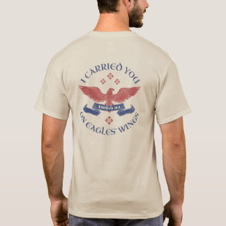 Camiseta Alas del Águila Escritura Éxodo 19:4 Rojo/Azul