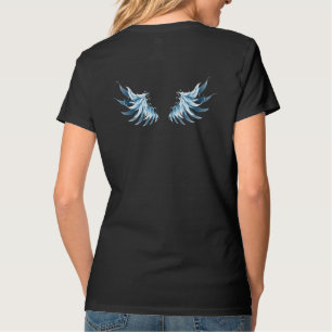 Camiseta Alas del Ángel Azul brillante sobre fondo negro