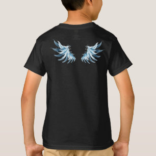 Camiseta Alas del Ángel Azul brillante sobre fondo negro