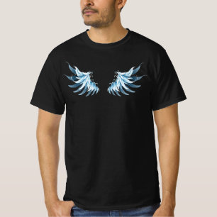 Camiseta Alas del Ángel Azul brillante sobre fondo negro