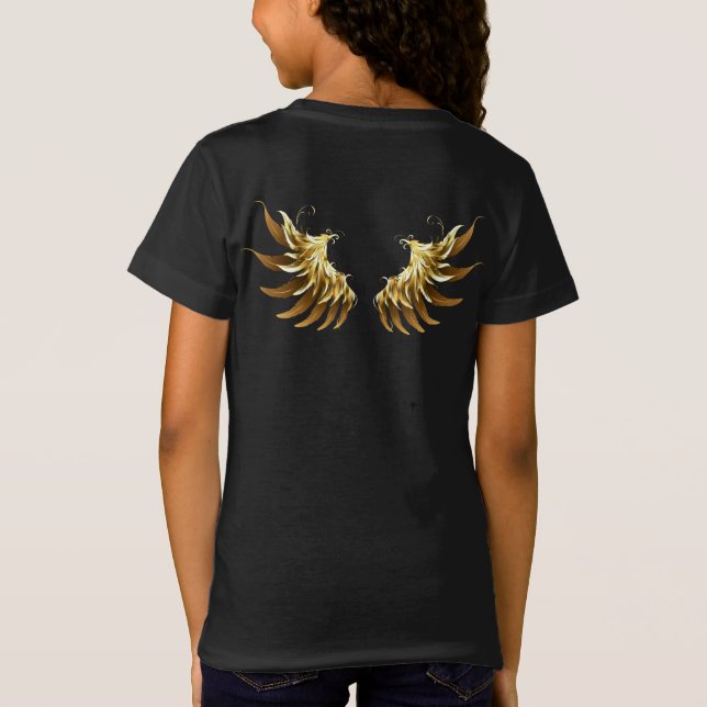 Camiseta Alas del Ángel de Oro sobre fondo negro (Reverso)