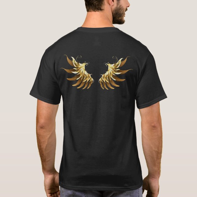 Camiseta Alas del Ángel de Oro sobre fondo negro (Reverso)
