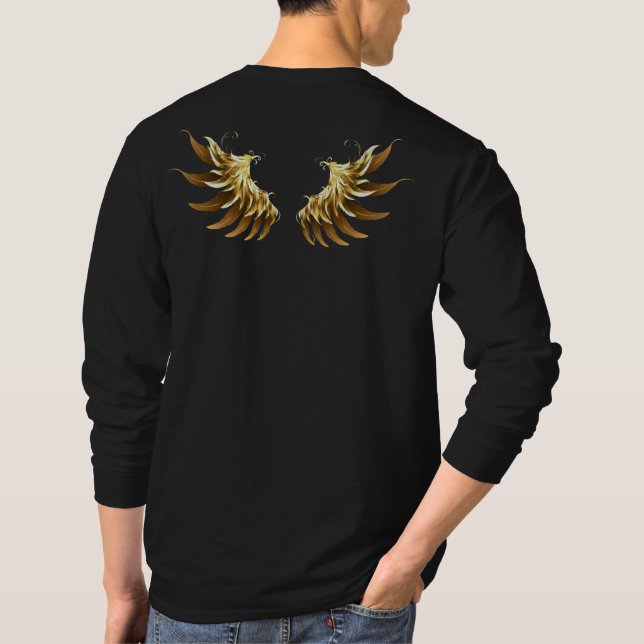 Camiseta Alas del Ángel de Oro sobre fondo negro (Reverso)