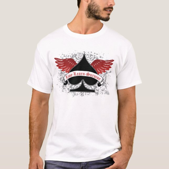 Camiseta Alas del rojo de la espada del póker (Anverso)