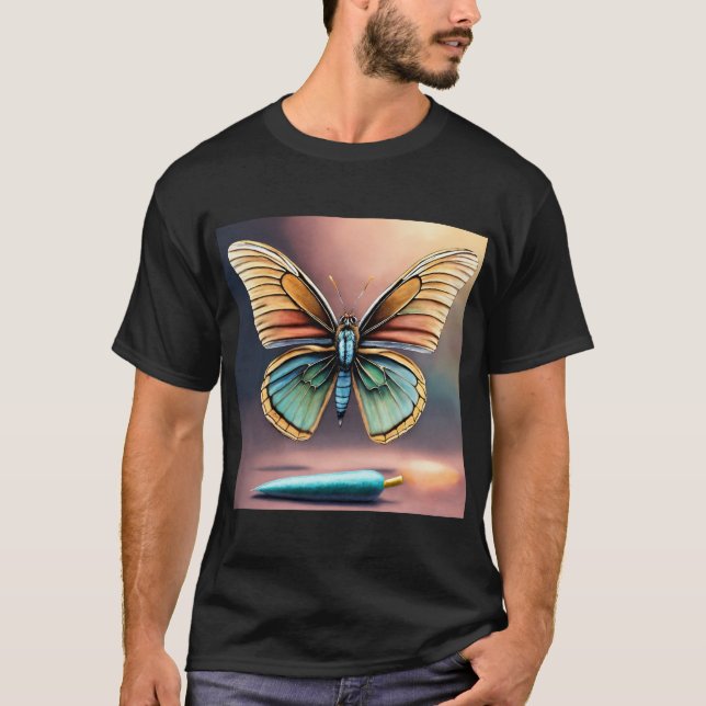 Camiseta "Alas etéreas: Vibrante mariposa diseña camiseta" (Anverso)