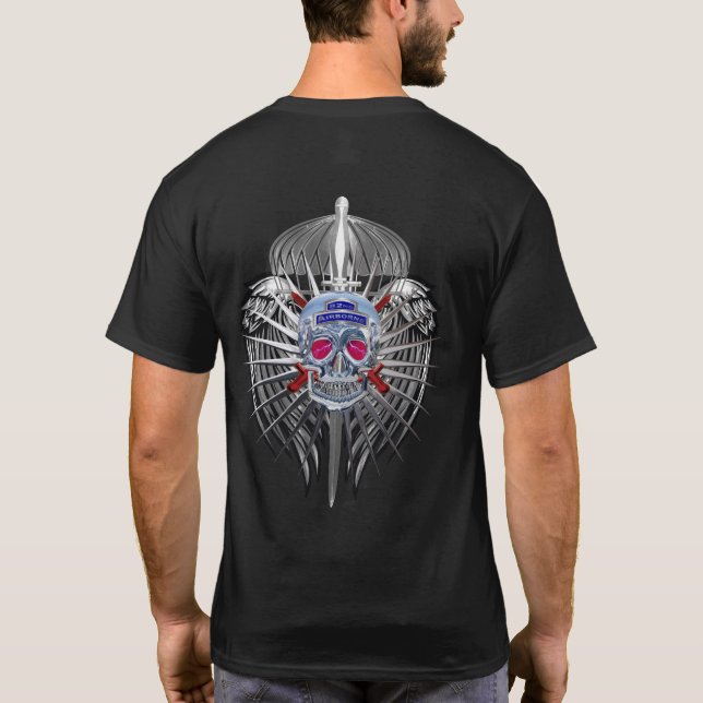Camiseta Alas metálicas del cráneo plateado aerotransportad (Reverso)