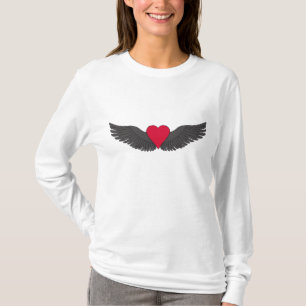 Camiseta Alas rojas del negro del corazón