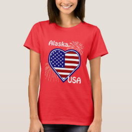 Camiseta Alaska 4 de julio Fuegos artificiales Corazón Band