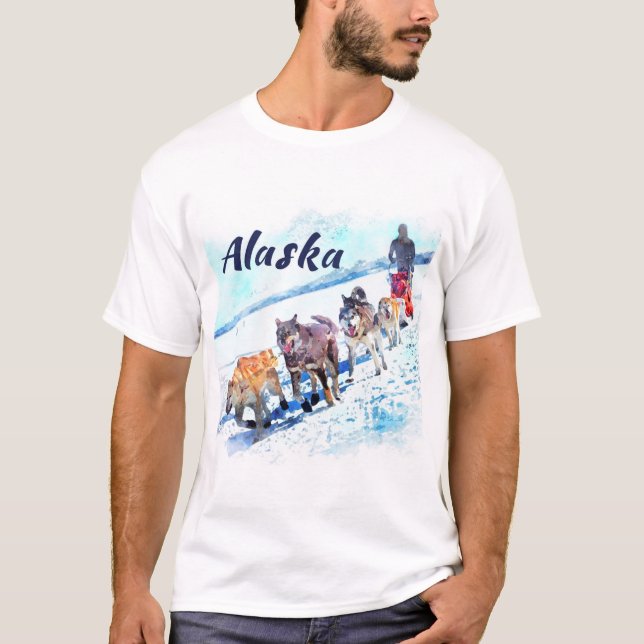 Camiseta Alaska (AK) Un equipo de perros liderados por Wate (Anverso)
