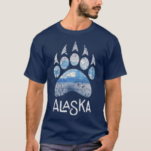 Camiseta Alaska Alaskan Wildlife Bear Paw Aurora Borealis P