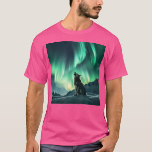 Camiseta Alaska Aurora Borealis Howling Wolf Aesthetic Phot