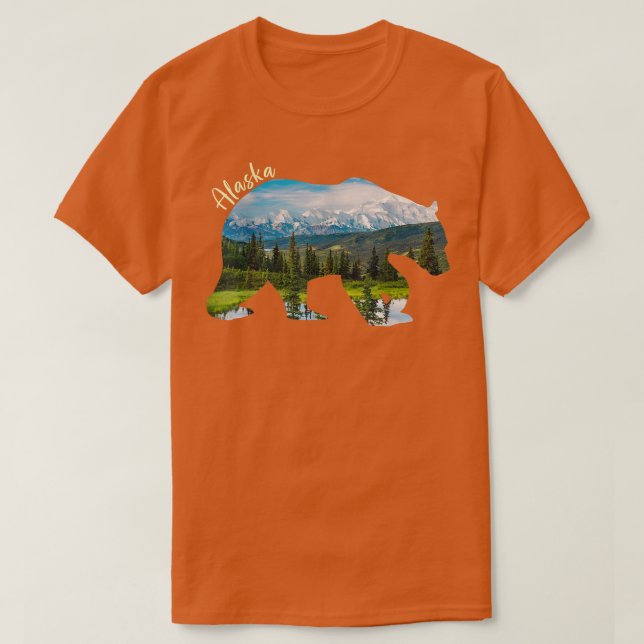 Camiseta Alaska Bear - Grizzly Bear With Alaska Mountains41 (Diseño del anverso)