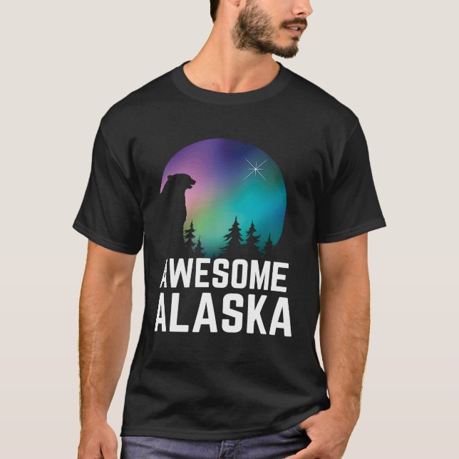 Camiseta Alaska Bears Northern Aurora Borealis Lights Alask (Anverso)
