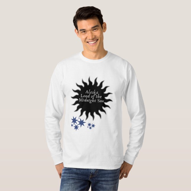 Camiseta Alaska Black Midnight Sun Art (Anverso completo)
