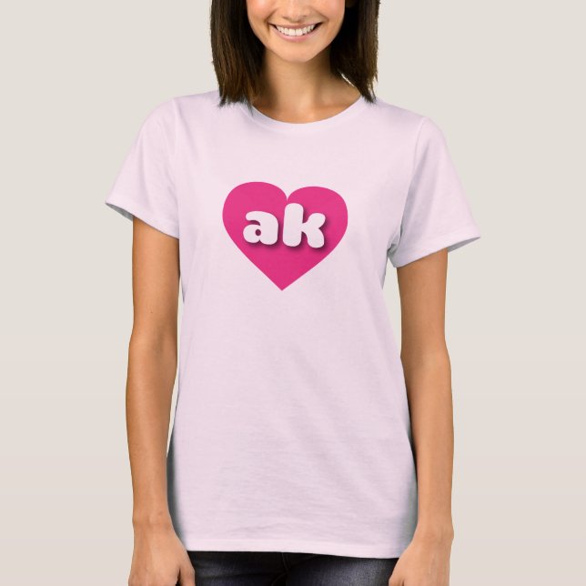 Camiseta Alaska corazón rosado caliente - Amo ak (Anverso)
