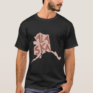 Camiseta Alaska Doodle Letters Mapa de contorno rojo sobred