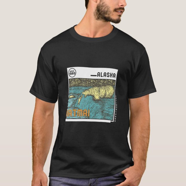Camiseta Alaska Katmai National Park Retro Bear Souvenir Hu (Anverso)