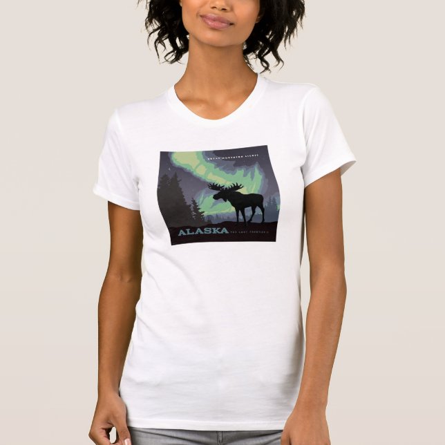 Camiseta Alaska | Moose de las luces del norte (Anverso)